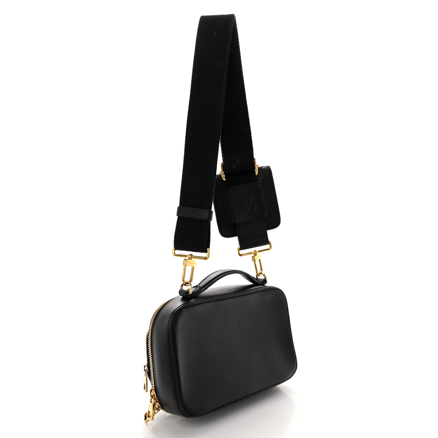 Calfskin Monogram Embossed Utility Crossbody Black