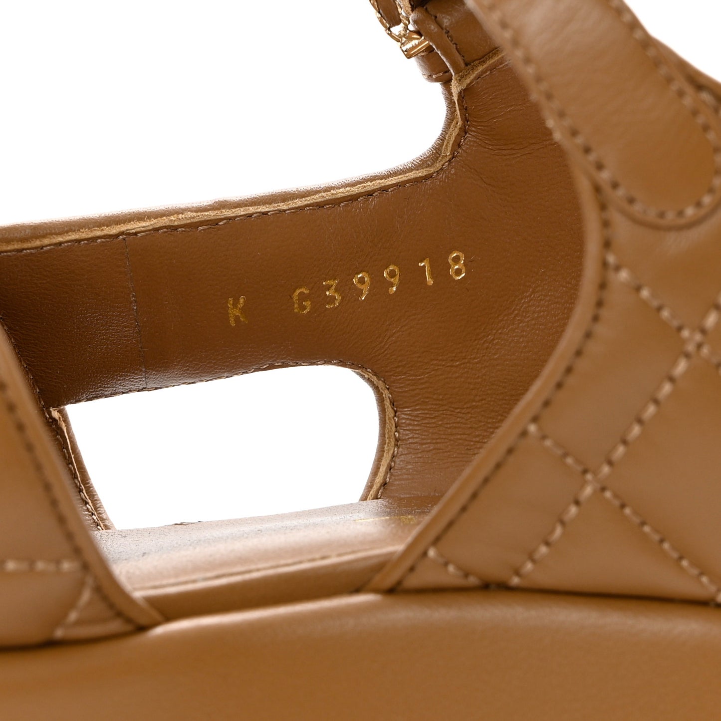 Lambskin Quilted CC Platform Sandals 36.5 Beige