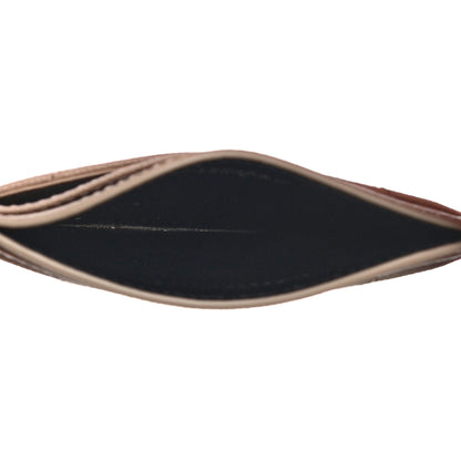 Saint Laurent Grain De Poudre Matelasse Chevron Monogram Credit Card Case Dark Beige 5 of 10