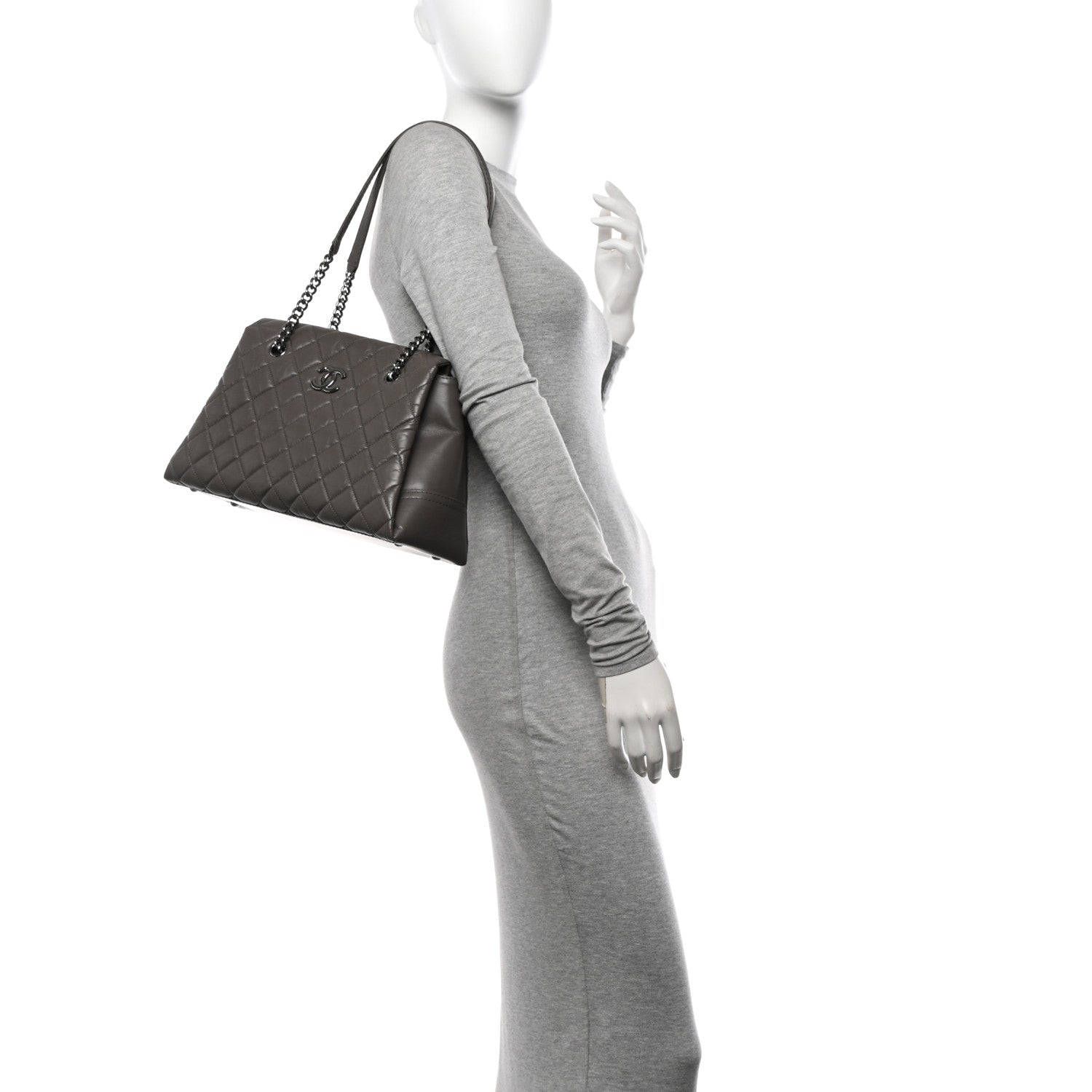 Chanel Aged Calfskin Lady Pearly Tote Grey 2 of 12