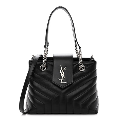 Saint Laurent Calfskin Y Quilted Monogram Small Loulou Shopper Black 1 of 9