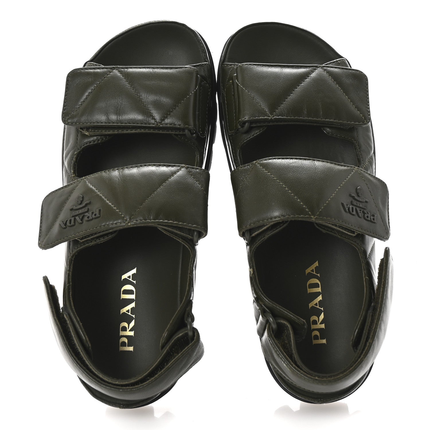 Prada Nappa Quilted Padded Slingback Sandals 35.5 Militare 2 of 9