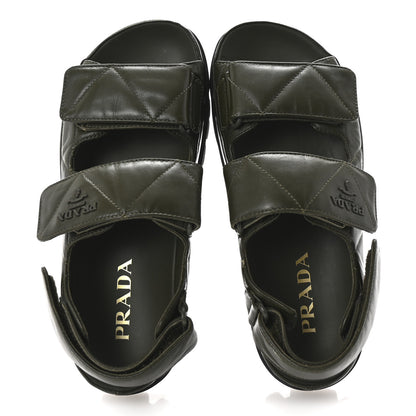 Prada Nappa Quilted Padded Slingback Sandals 35.5 Militare 2 of 9