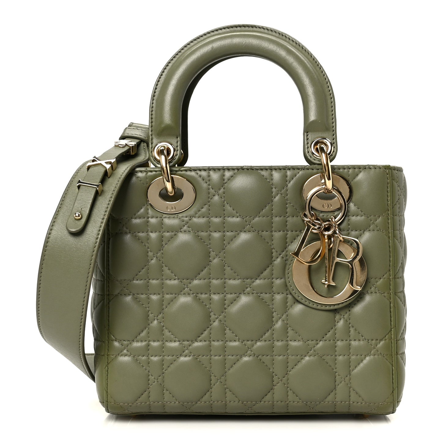 Lambskin Cannage Small My ABCDior Lady Dior Peyote Green