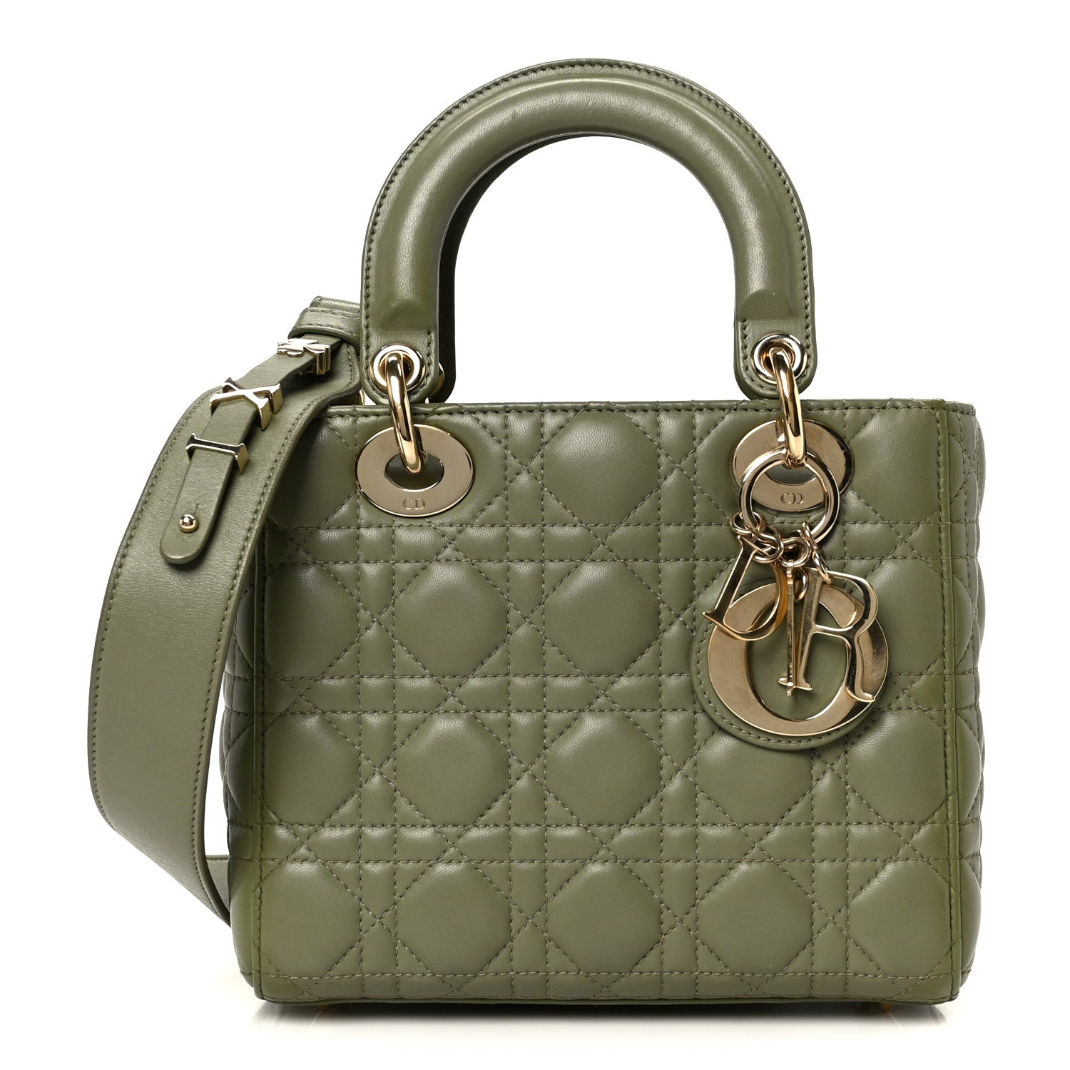 Christian Dior Lambskin Cannage Small My ABCDior Lady Dior Peyote Green 1 of 10