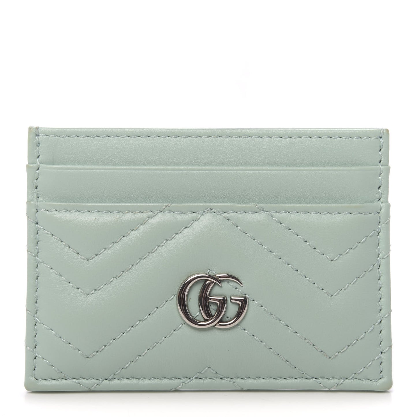 Calfskin Matelasse GG Marmont Card Holder Water Green