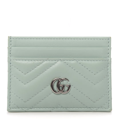 Gucci Calfskin Matelasse GG Marmont Card Holder Water Green 1 of 7