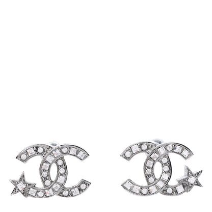 Chanel Crystal CC Starfall Earrings Silver 1 of 5