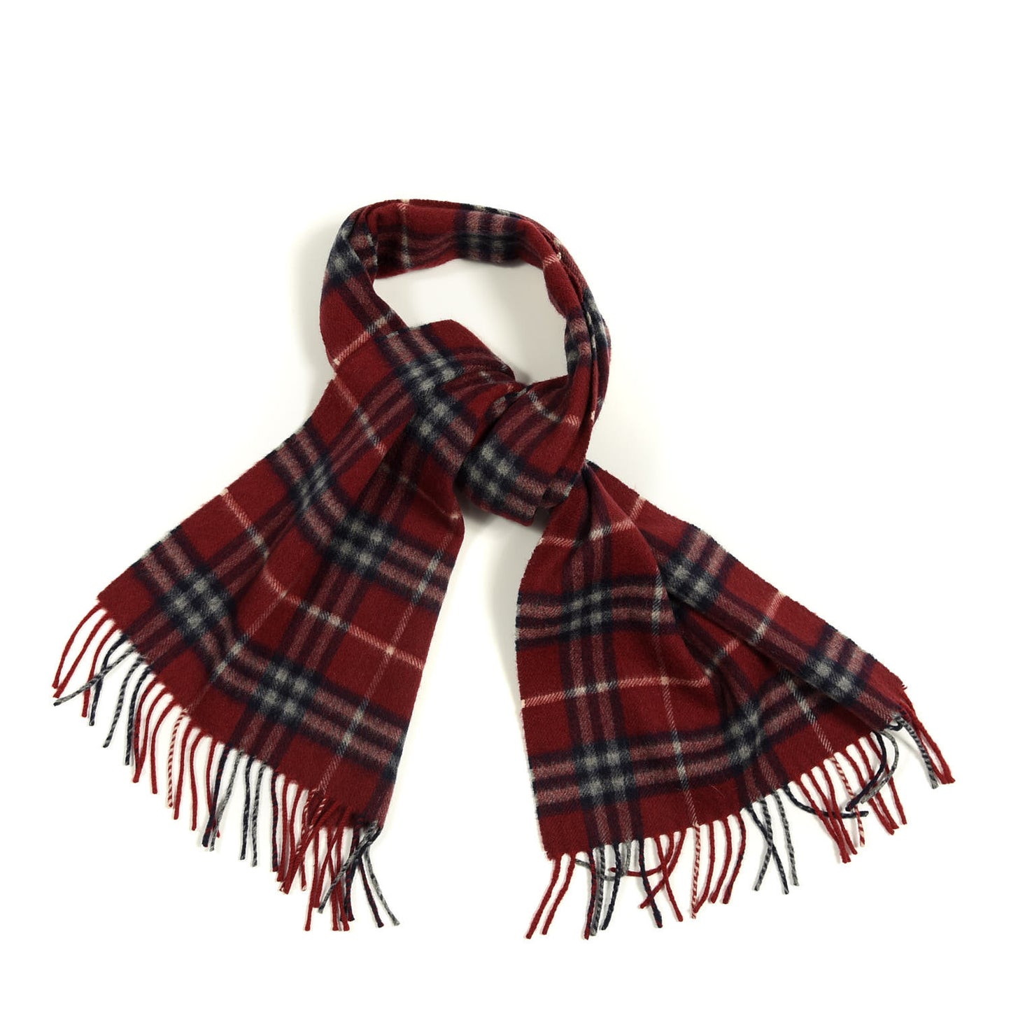 Cashmere House Check Fringe Scarf Red
