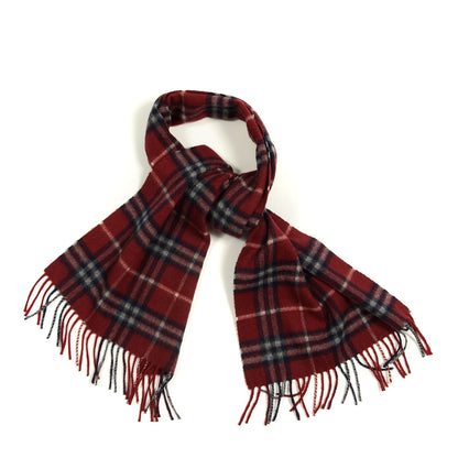 Burberry Cashmere House Check Fringe Scarf Red 1 of 3
