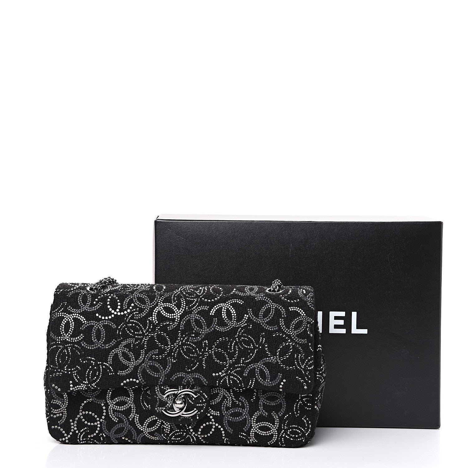 Chanel Tweed Strass Medium Pudong Double Flap Black 12 of 12