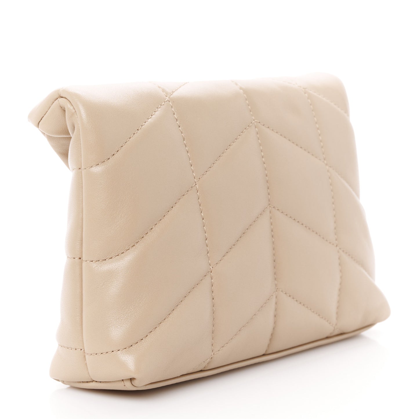 Lambskin Monogram Loulou Puffer Pouch Clutch Dark Beige