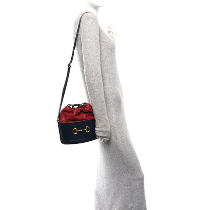 Gucci Azalea Sakai Be Green Calfskin Horsebit 1955 Drawstring Bucket Bag Blue New Cherry Red 2 of 11