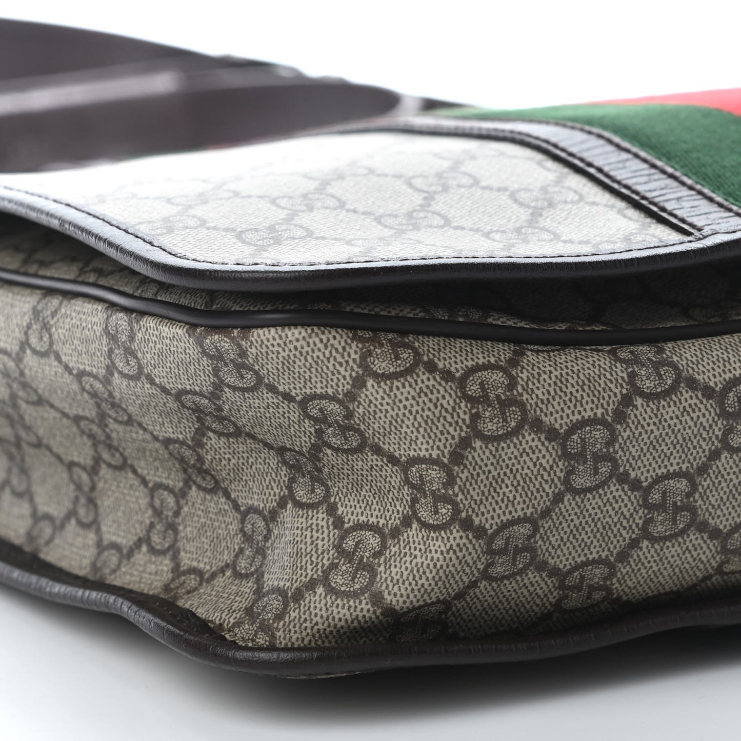 GG Plus Monogram Web Large Flap Messenger Bag Beige Dark Brown