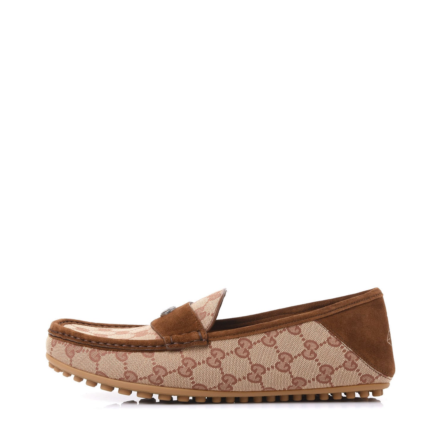 GG Monogram Suede Mens Driver Loafers 8 Beige Ruggine Cuir