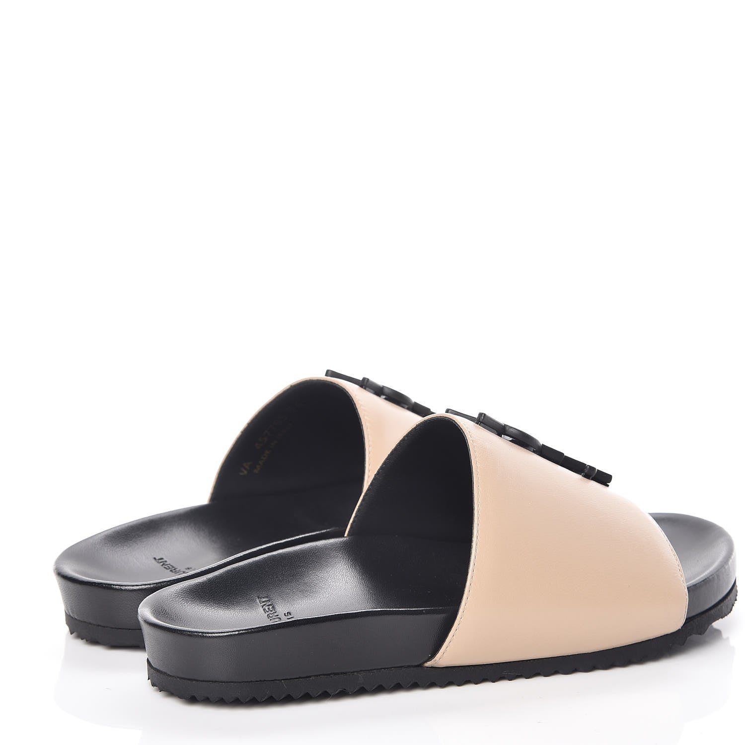 Saint Laurent Lambskin Joan Slide Sandals 34 Powder Black 4 of 9