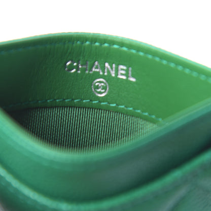 Chanel Metallic Caviar Quilted Card Holder Green 6 of 9