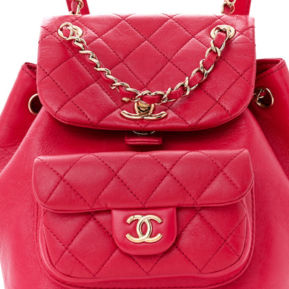 Chanel Glazed Aged Calfskin Quilted Small Duma Drawstring Backpack Red 8 of 10