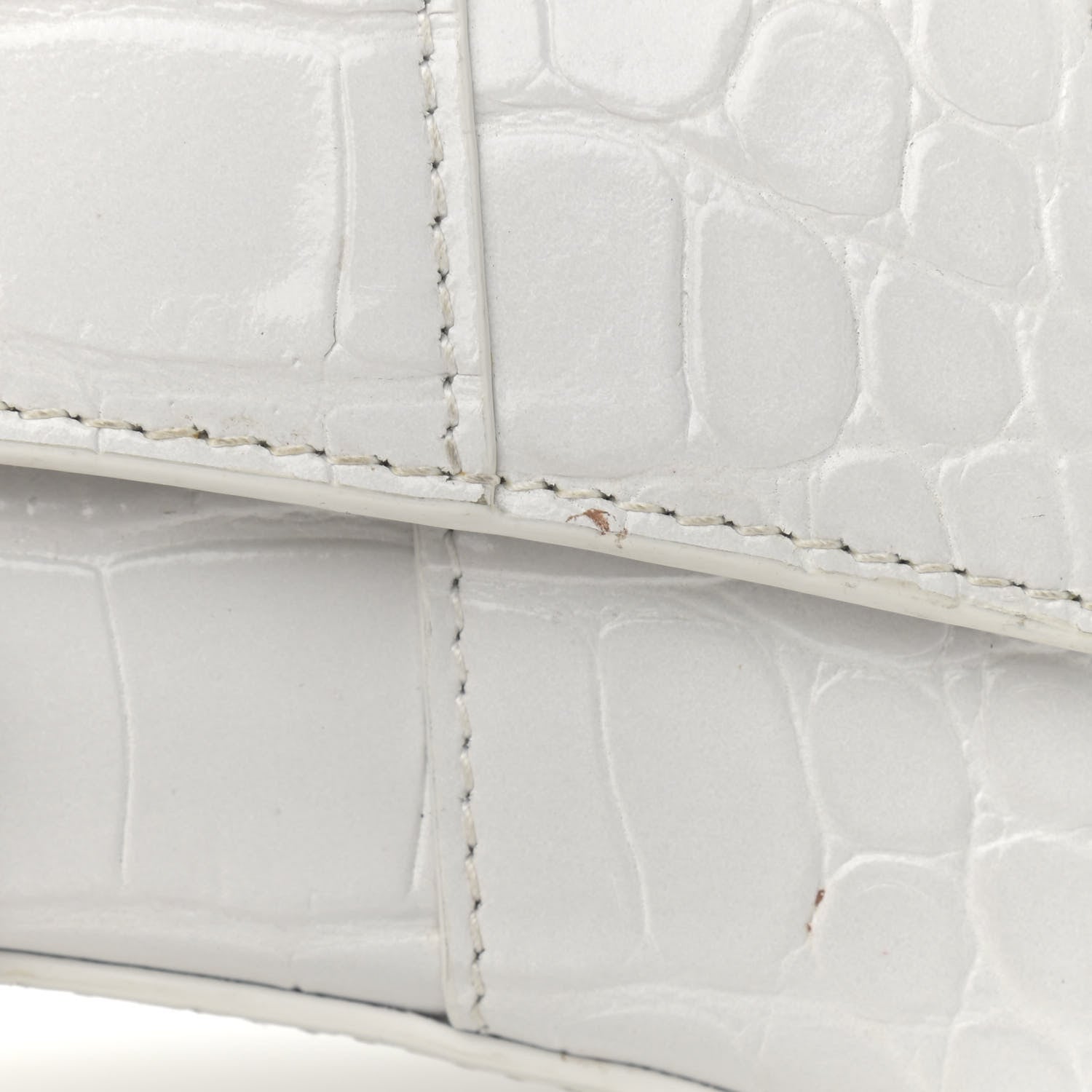 Balenciaga Shiny Calfskin Crocodile Embossed Hourglass Top Handle Bag XS White 12 of 19