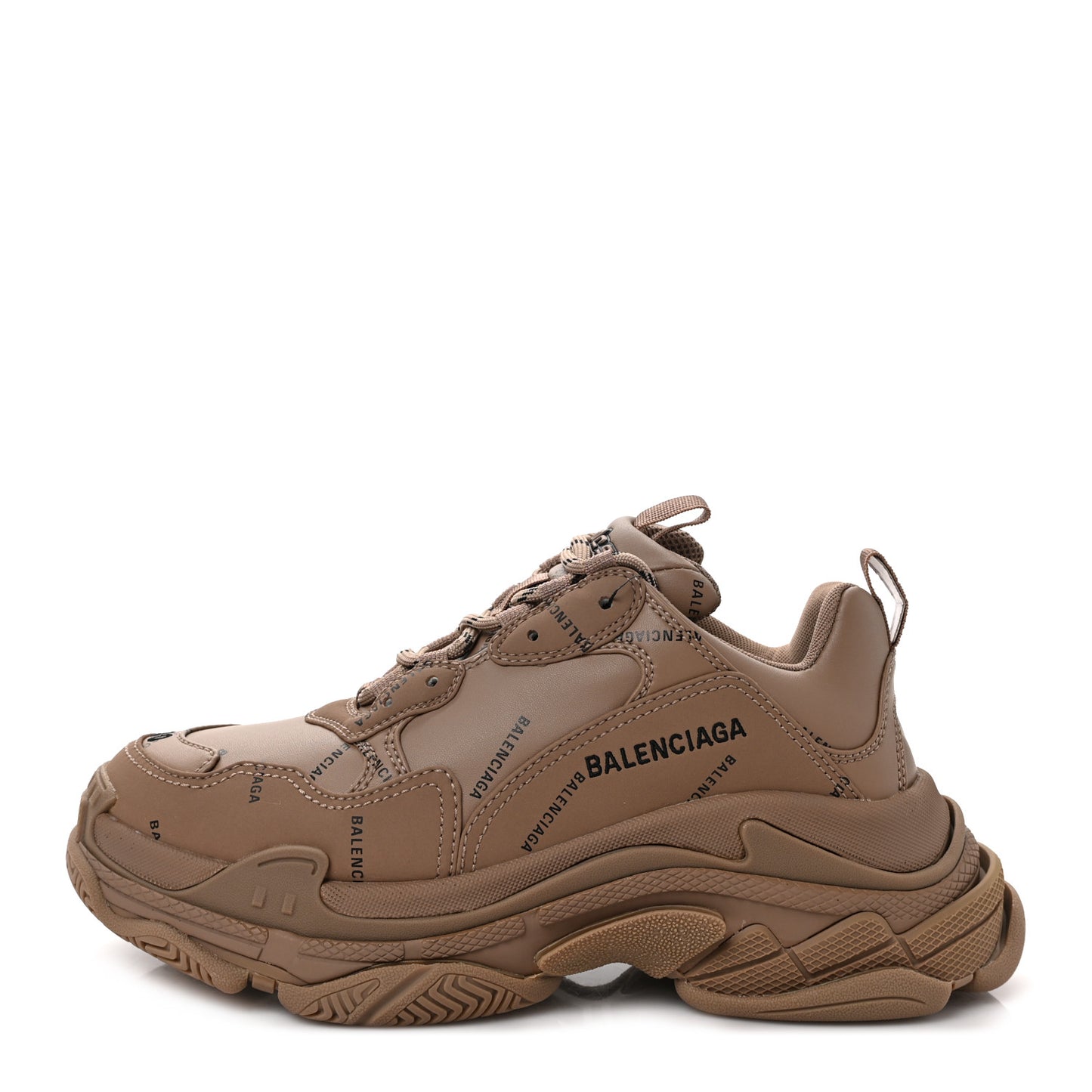 Technical Fabric Allover Logo Womens Triple S Sneakers 40 Dark Beige