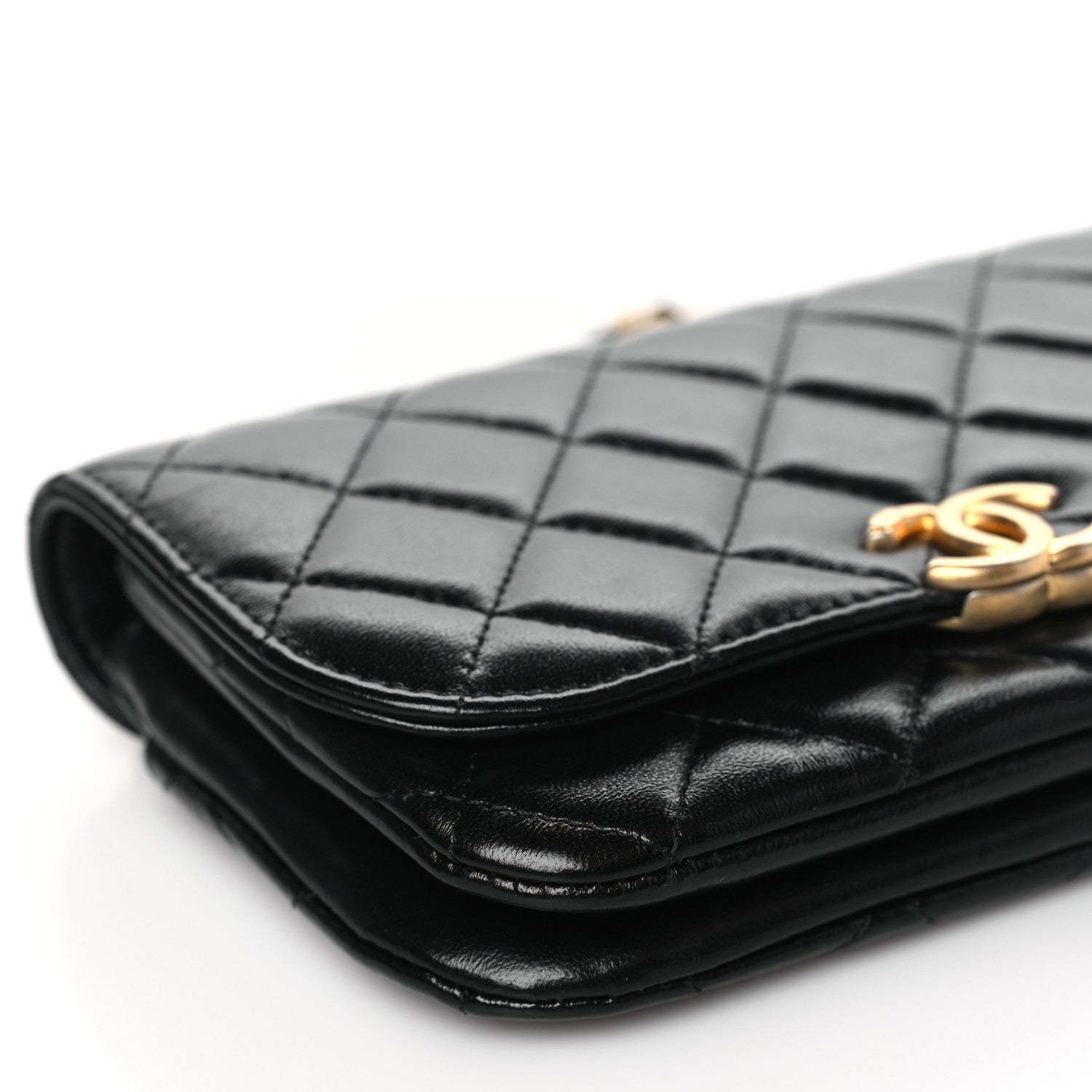 Chanel Shiny Lambskin Quilted Flap Phone Holder With Chain Black 9 of 11