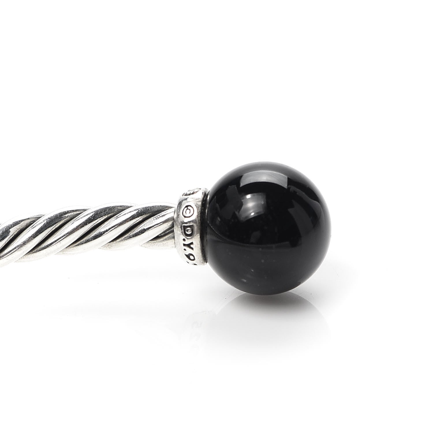 David Yurman Sterling Silver Diamond Onyx 9mm Solari Bracelet 4 of 4