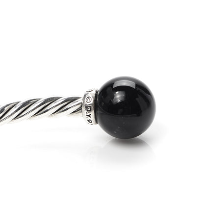 David Yurman Sterling Silver Diamond Onyx 9mm Solari Bracelet 4 of 4
