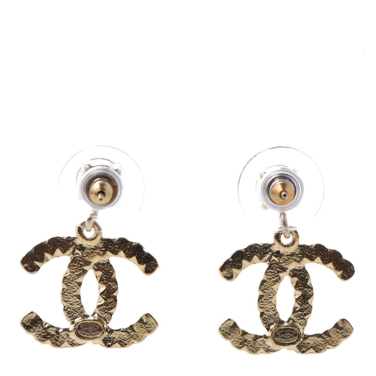 Resin Crystal Pearl CC Drop Earrings Gold Black