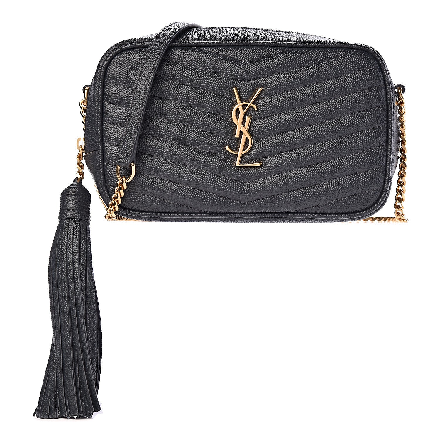 Saint Laurent Grain De Poudre Matelasse Monogram Mini Lou Camera Bag Dark Smog 1 of 13