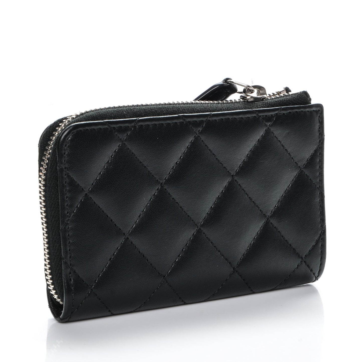 Lambskin Quilted Key Holder Case Black