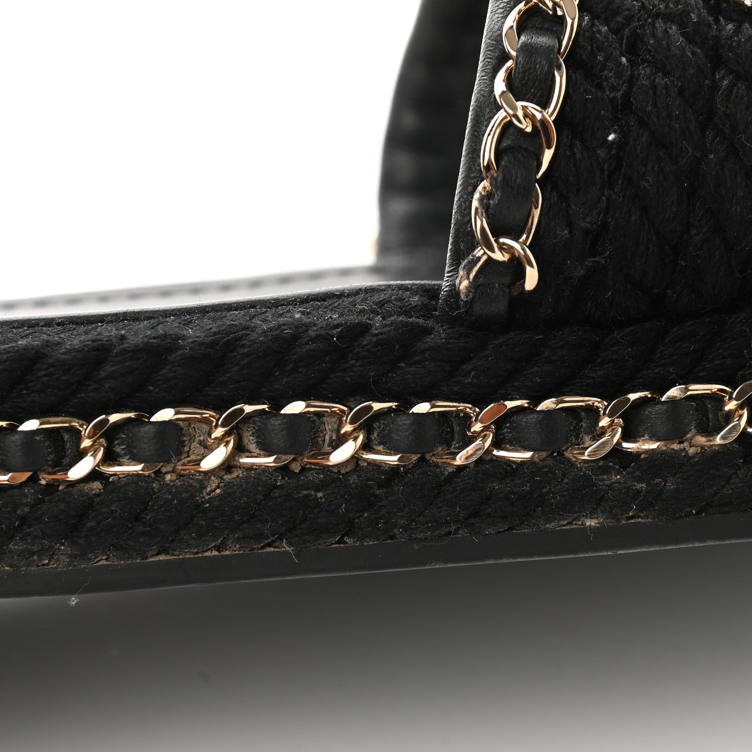 Chanel Cord Braided Chain Slide Sandals 37 Black 10 of 11