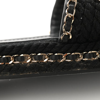 Chanel Cord Braided Chain Slide Sandals 37 Black 10 of 11