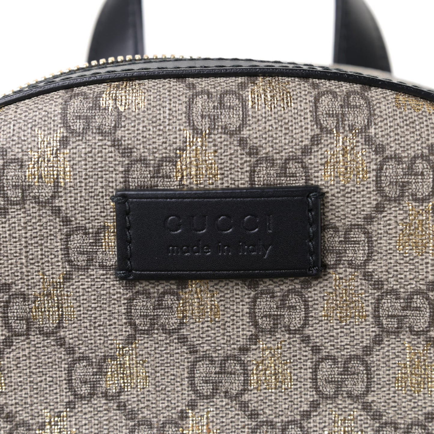 GG Supreme Monogram Bees Print Small Day Backpack Beige Oro Black