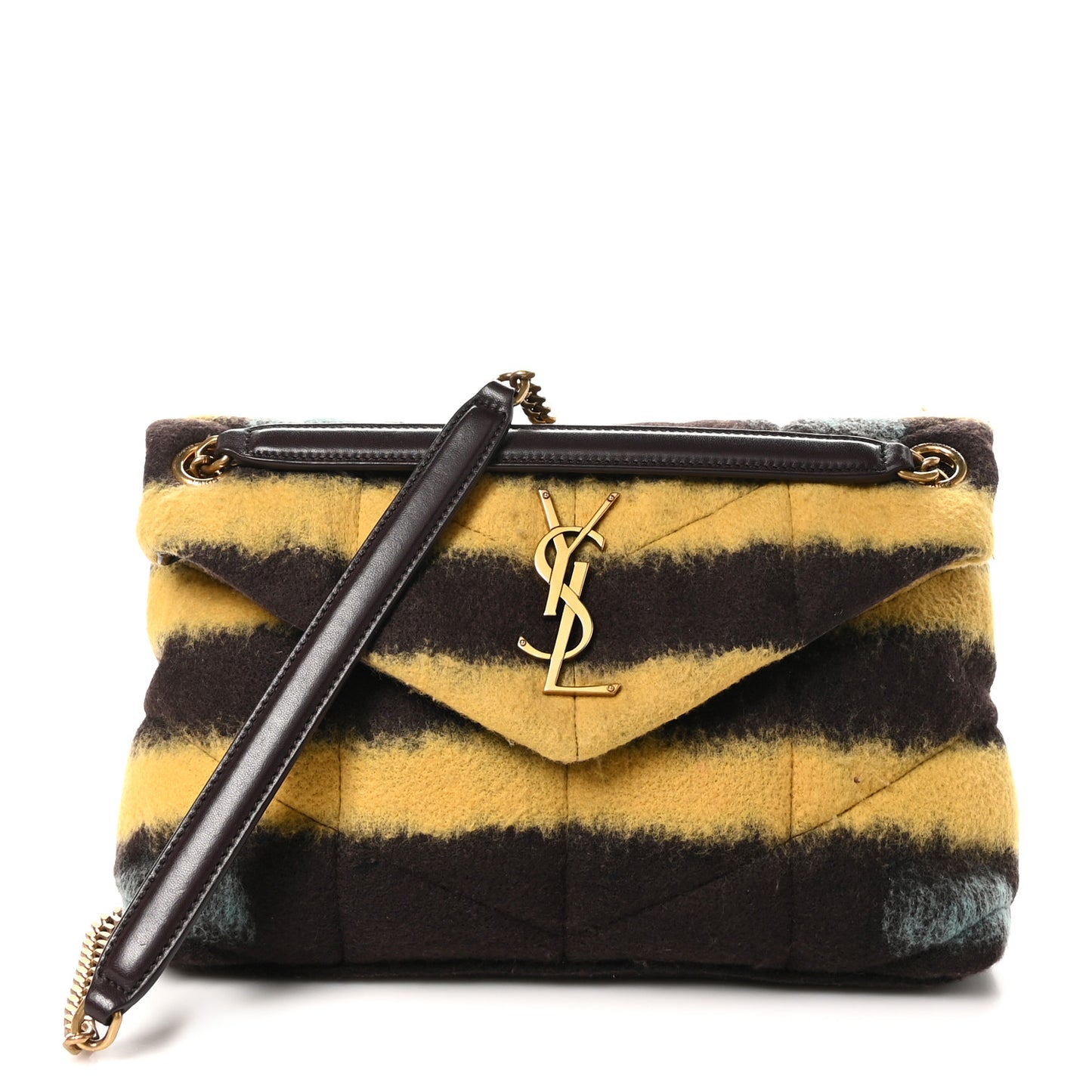 Tie Dye Wool Quilted Small Loulou Puffer Monogram Chain Satchel Yellow Pacific Blue Dark Pecan
