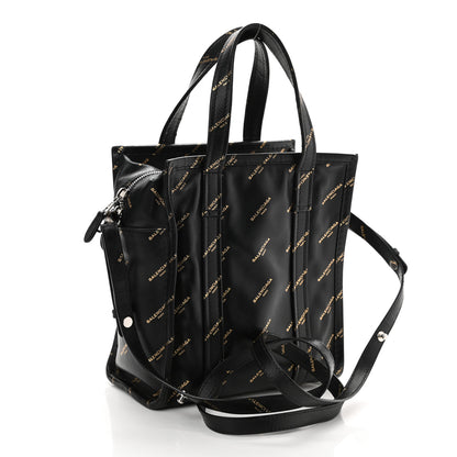 Balenciaga Calfskin Allover Logo XS Bazar Shopper Tote Black Gold 3 of 10