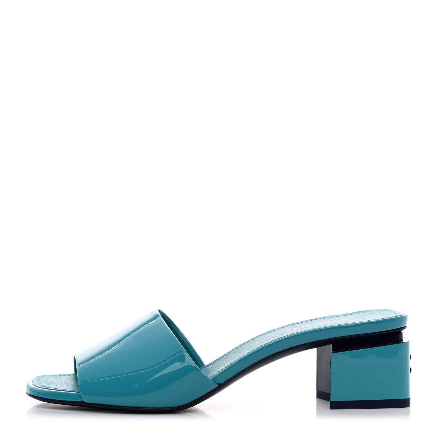 Chanel Patent Calfskin CC Mules 39.5 Turquoise 1 of 8