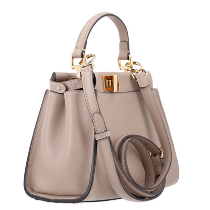 Fendi Vitello Seta Shiny Nappa Plexiglass Tortoise Mini Peekaboo Iconic Satchel Tortora 3 of 10