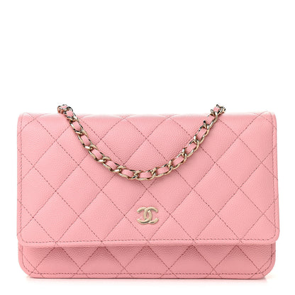 Chanel Caviar Quilted Wallet on Chain WOC Light Pink 1 of 12