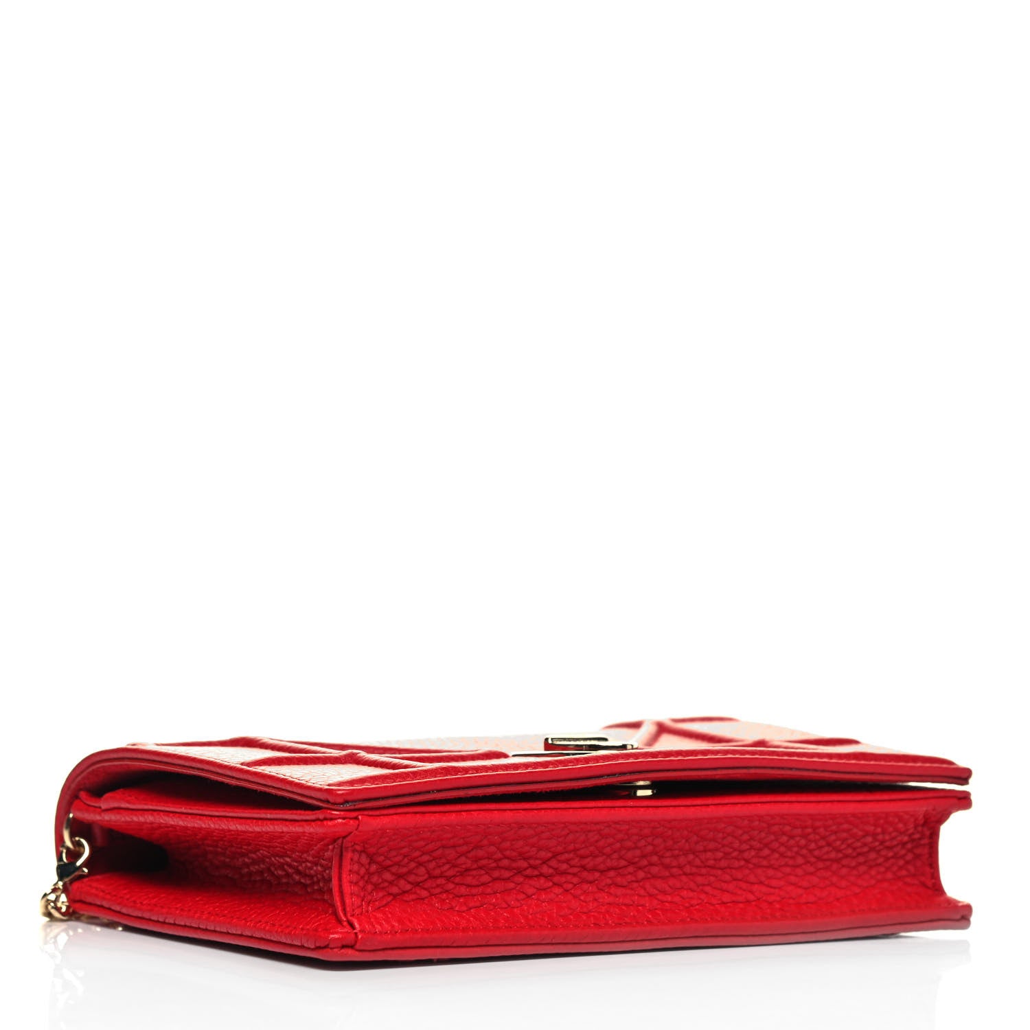 Christian Dior Grained Calfskin Diorama Wallet on Chain Pouch Rouge Vif 4 of 9