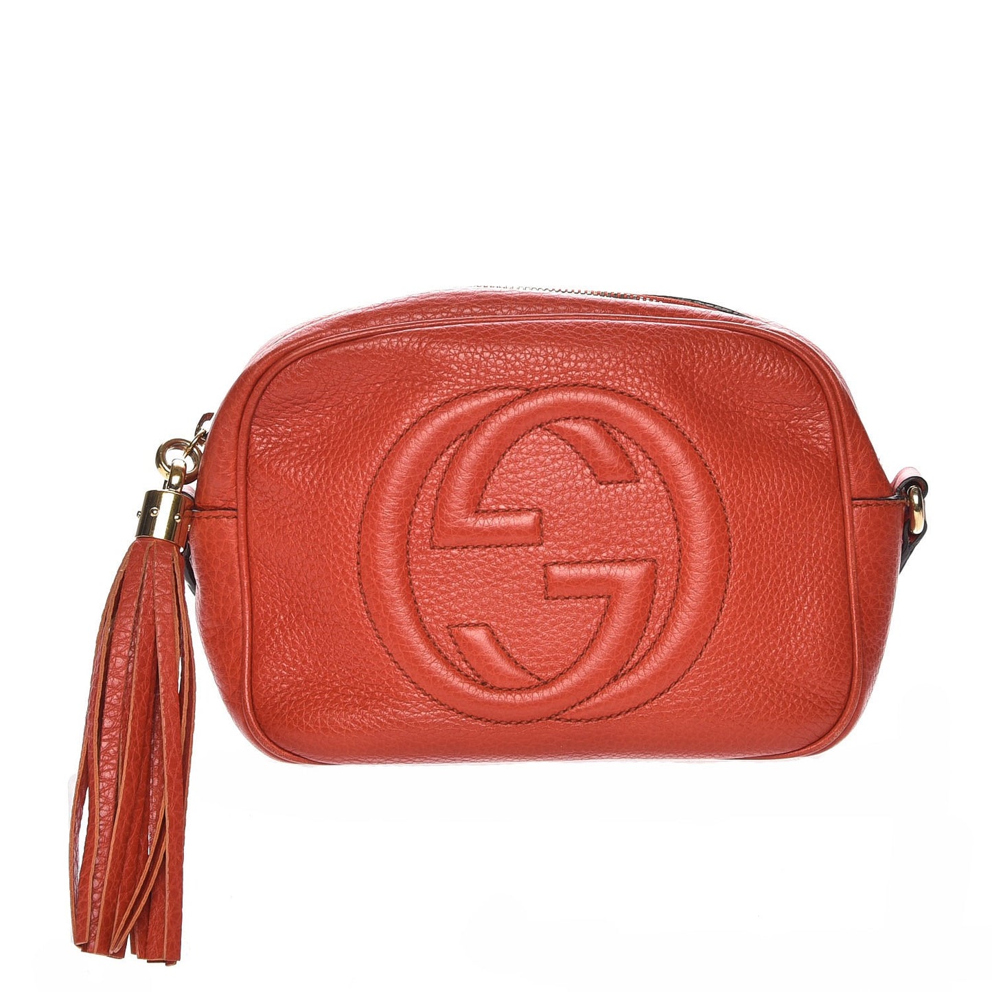 Pebbled Calfskin Small Soho Disco Bag Sun Orange