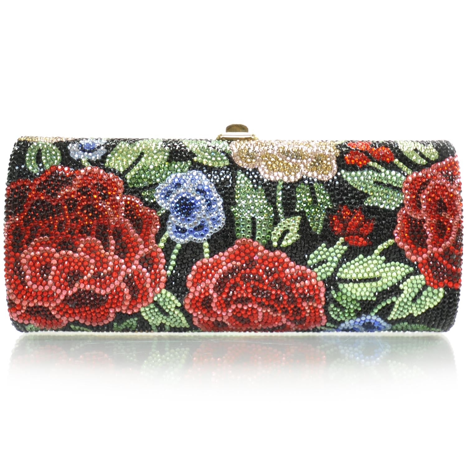 Judith Leiber Swarovski Crystal Floral Minaudiere Evening Bag 1 of 7