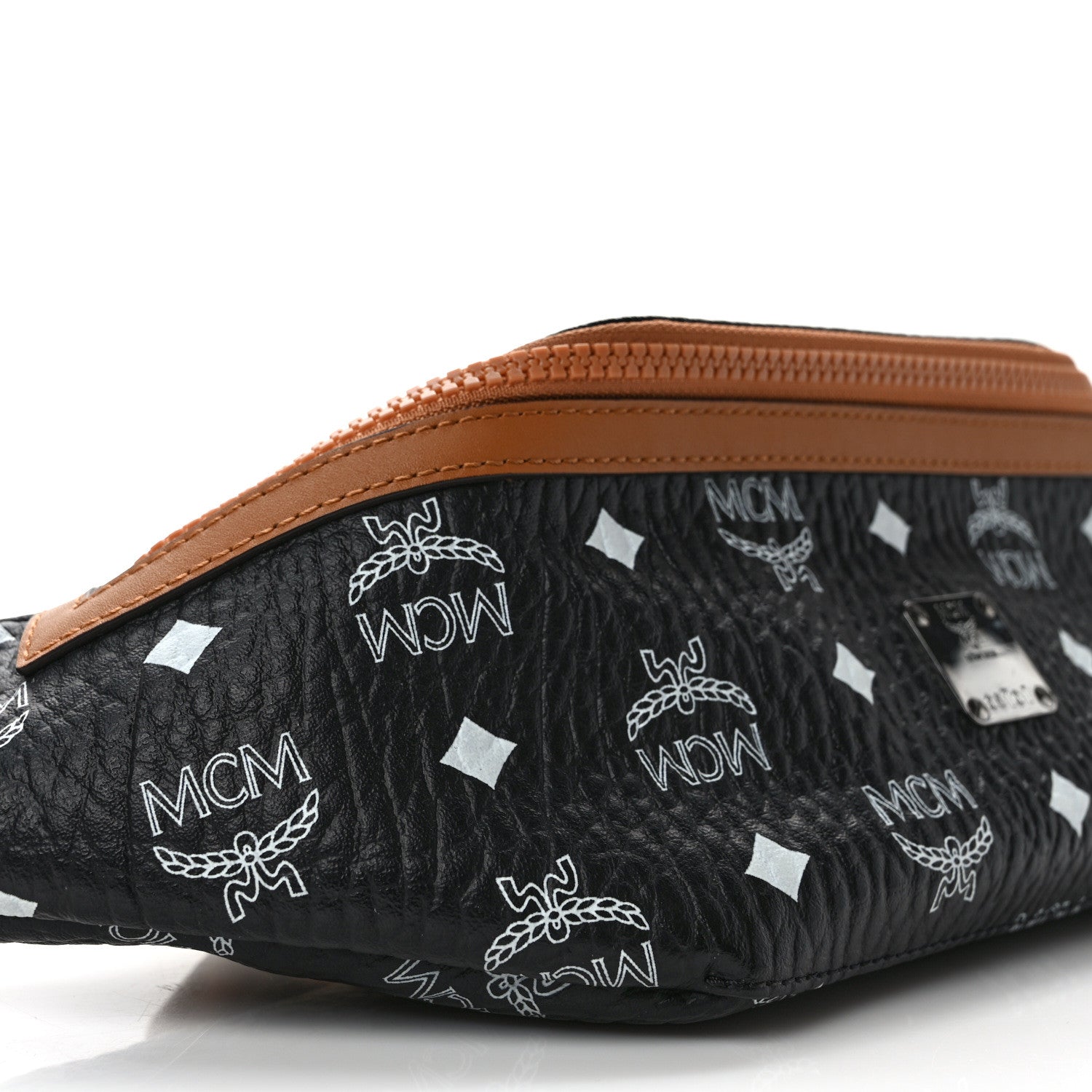 MCM Visetos Small Fusten Belt Bag Black Cognac 9 of 12