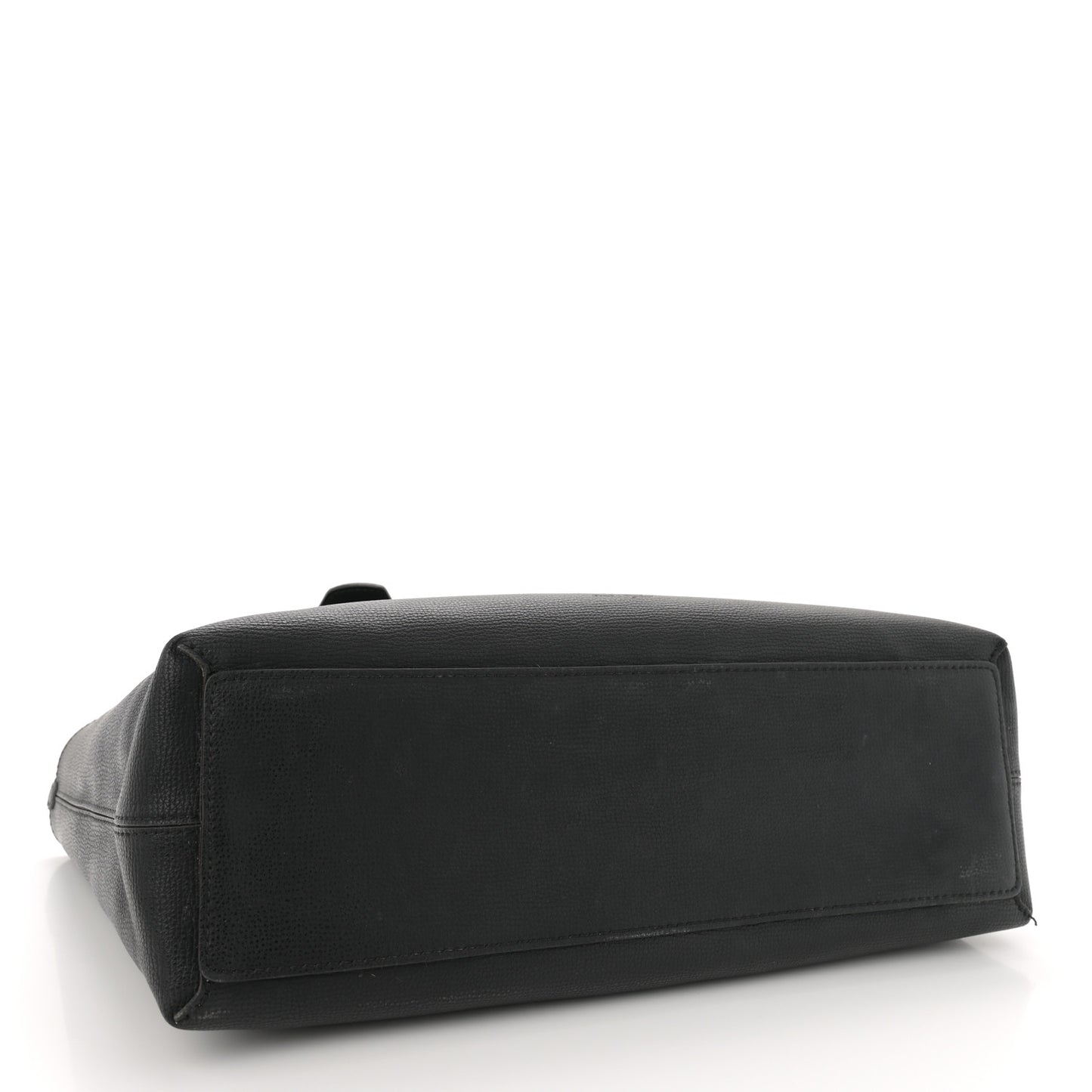 Grainy Calfskin Haymarket Check Medium Reversible Tote Black