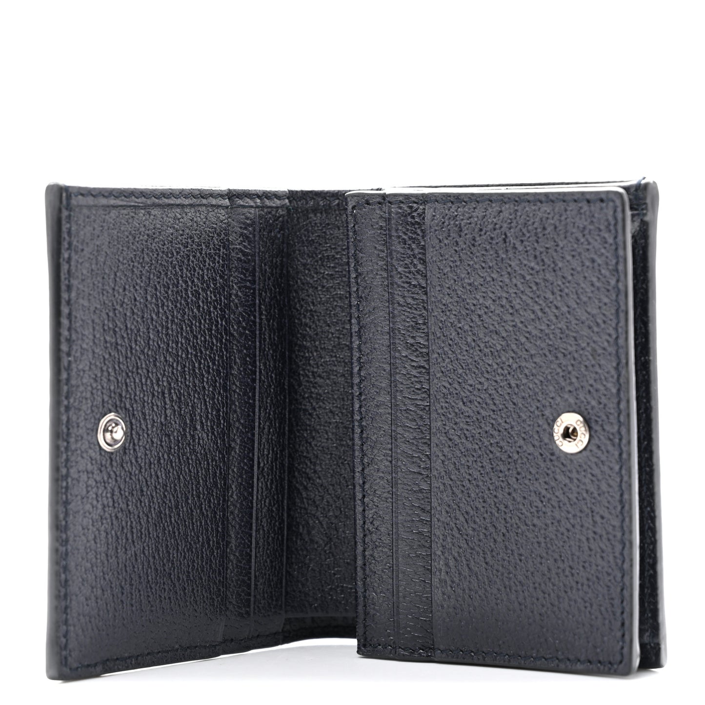 GG Supreme Monogram Textured Dollar Calfskin Web Ophidia Card Case Beige Blue