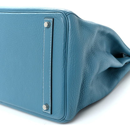 Hermes Taurillon Clemence Birkin 40 Blue Jean 10 of 12