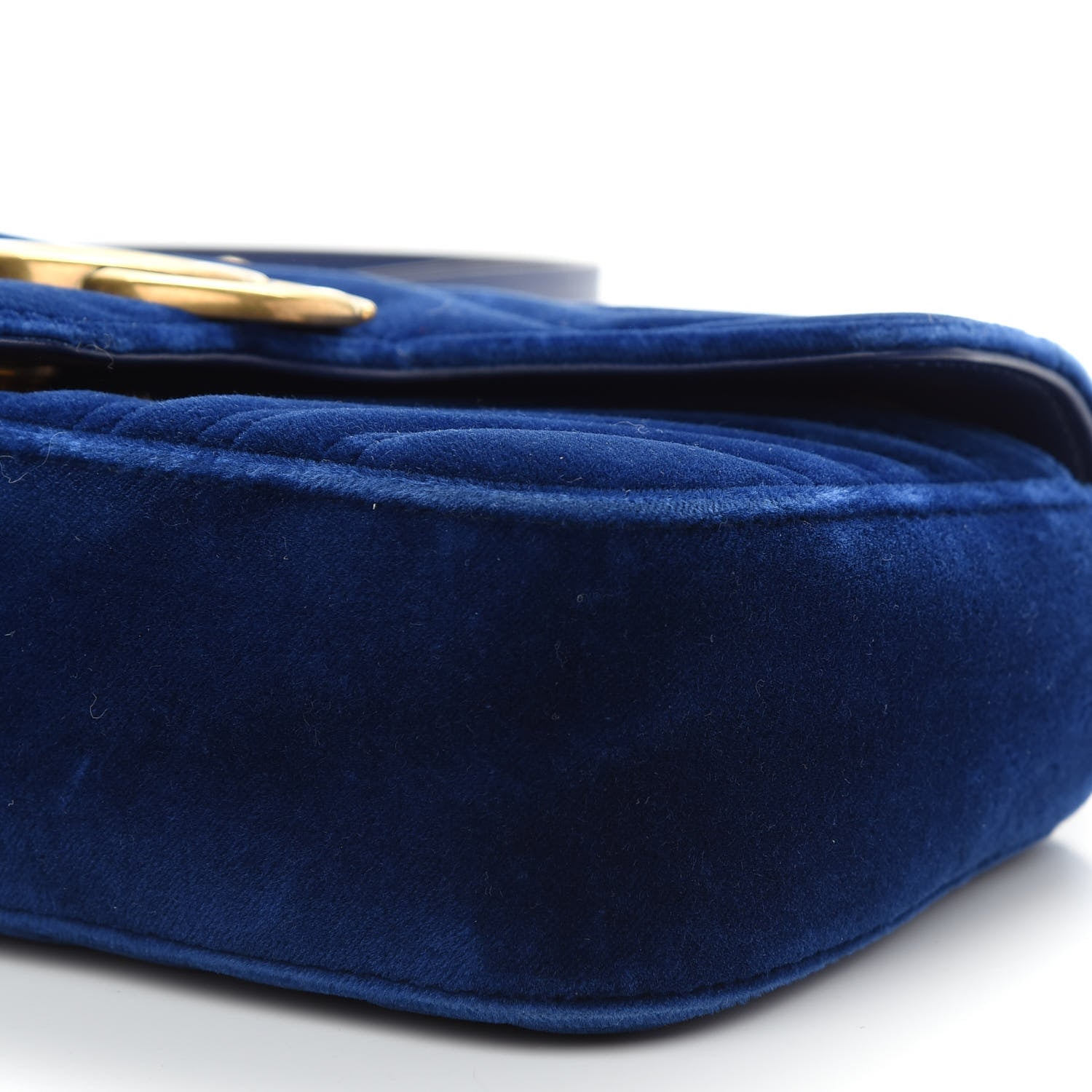 Gucci Velvet Matelasse Mini GG Marmont Shoulder Bag Cobalt Blue 9 of 9
