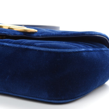Gucci Velvet Matelasse Mini GG Marmont Shoulder Bag Cobalt Blue 9 of 9