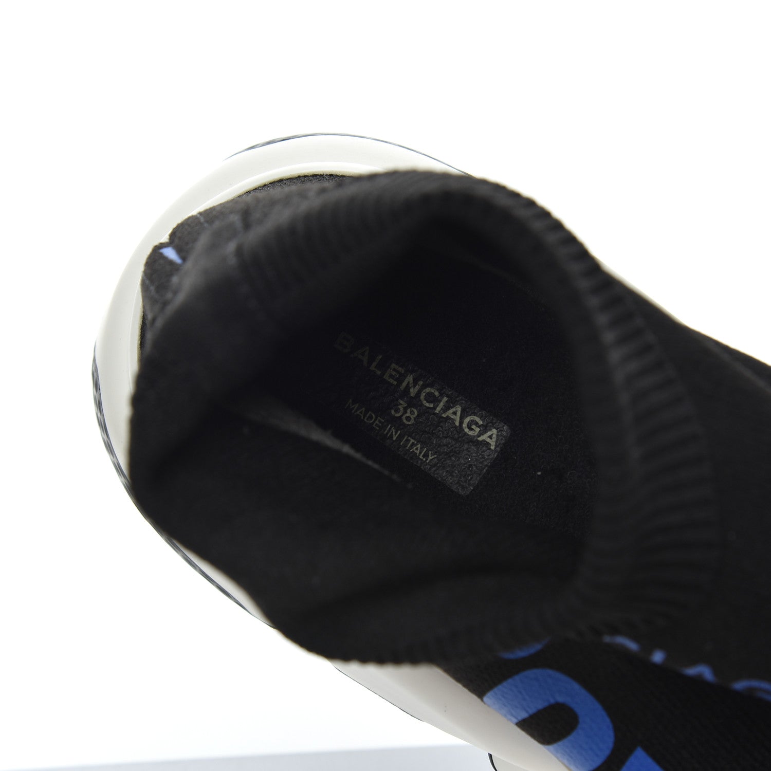 Balenciaga Neoprene Knit Power of Dreams Womens Speed Sneakers 38 Black Bleu 7 of 14