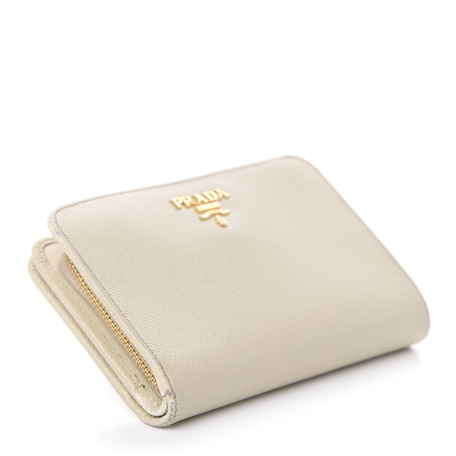 Prada Saffiano Metal Compact Wallet Cera 3 of 5