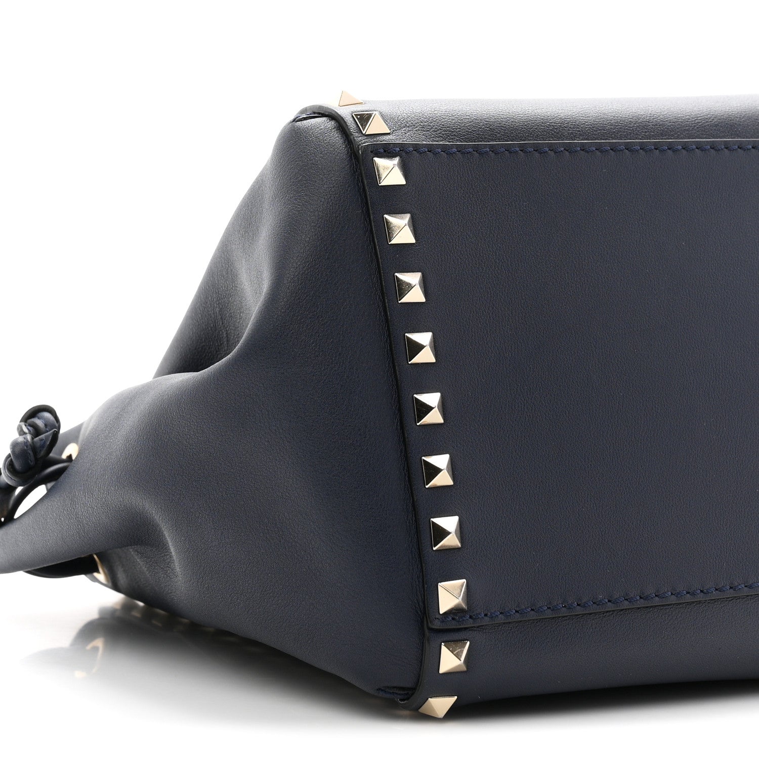 Valentino Garavani Calfskin Rockstud Double Handle Cinch Tote Marine 9 of 10